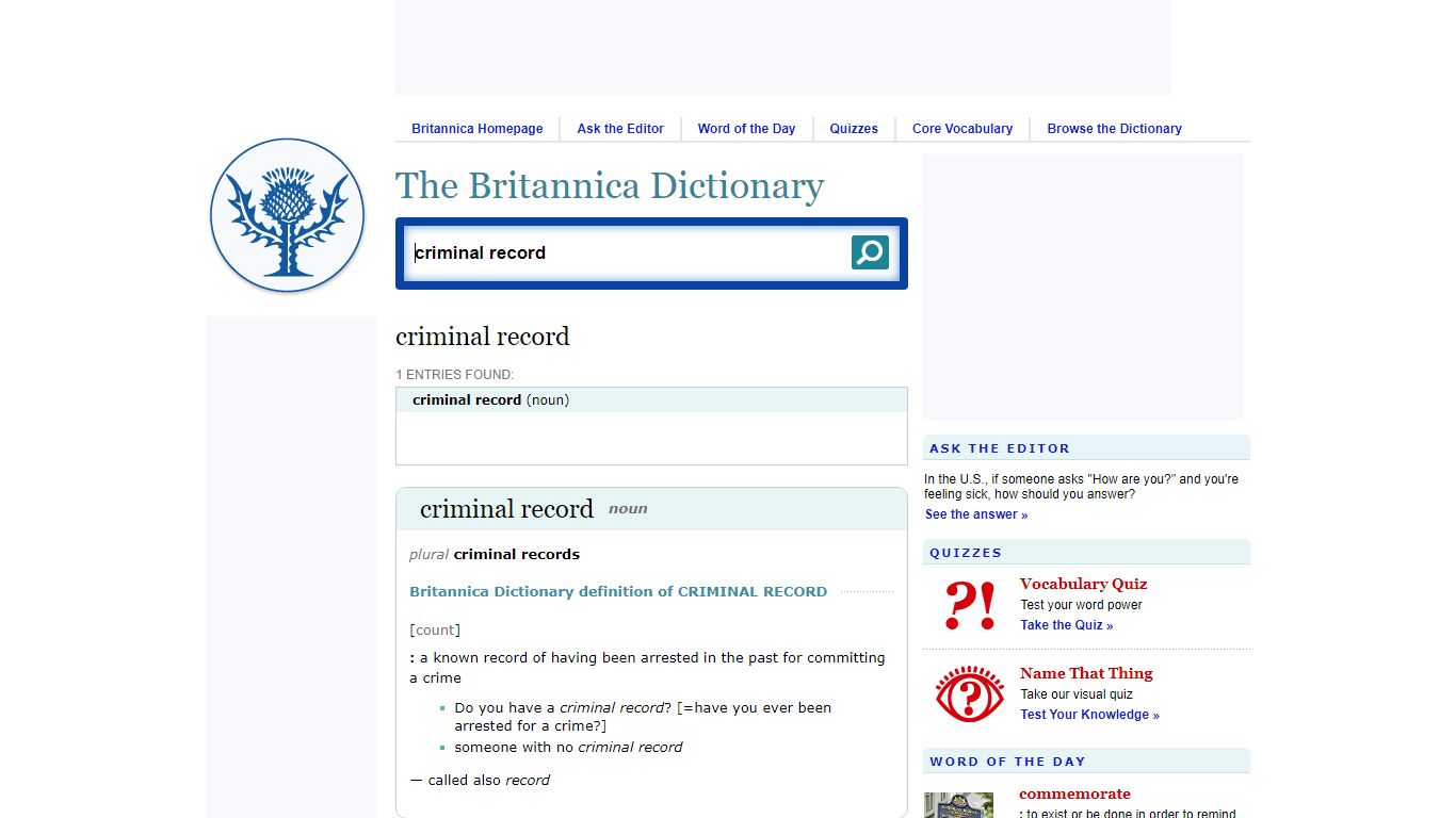 Criminal record Definition & Meaning | Britannica Dictionary